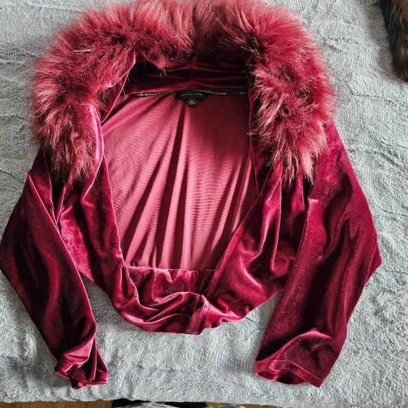 TAHARI Womens Burgundy Faux Fur Solid Long Sleeve Open
Cardigan Sweater Size XL - Picture 2 of 15